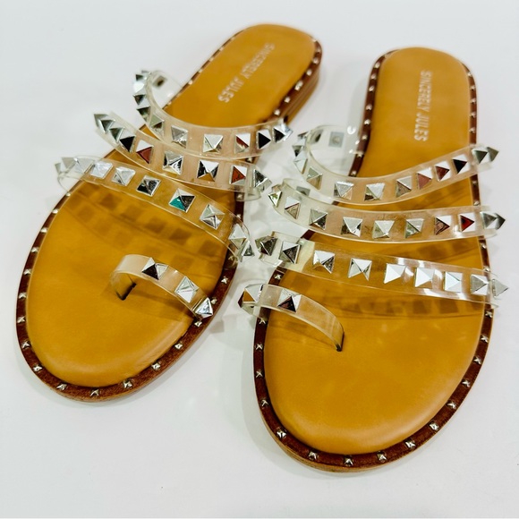 🩷 SINCERELY JULES LIKE NEW SIZE 7.5 STRAPPY SANDALS WITH METAL EMBELLISHMENTS - Picture 4 of 7